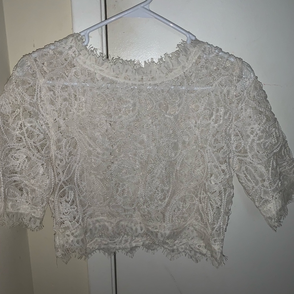 White crotchet style crop top